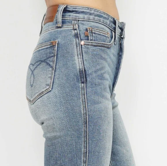 Judy Blue Tummy Control High-Rise Slim Bootcut Regular Inseam Jeans Denim Pants - Picture 3 of 16